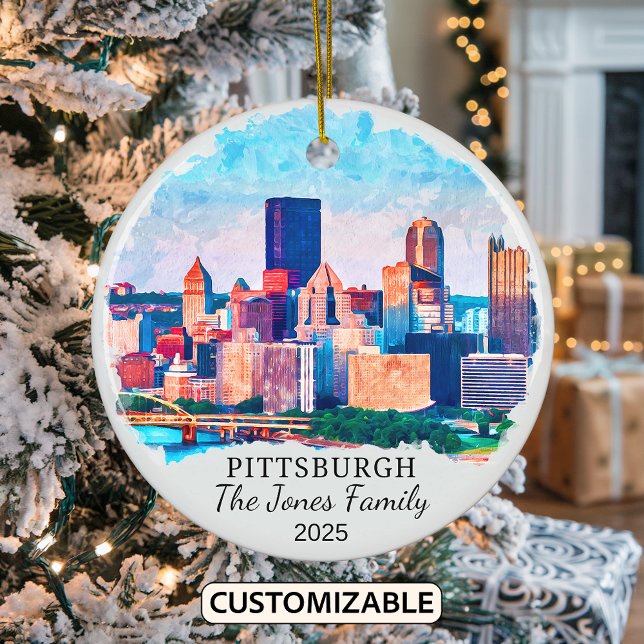 Personalized Pittsburgh Ornament, Pennsylvania Ceramic Ornament (Creator Uploaded)