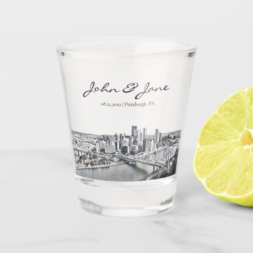 Personalized Pittsburgh Skyline Shot Glass