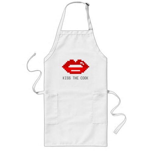 Personalized pixel art red lips apron for adults