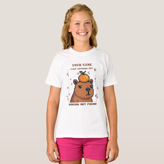Personalized Pixel Capybara T-Shirt — Custom Name  (Front Full)