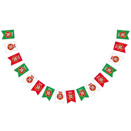 Personalized pizza Birthday party bunting flags