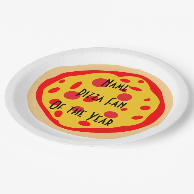 Personalized Pizza Fan of the Year Plates (Angled)