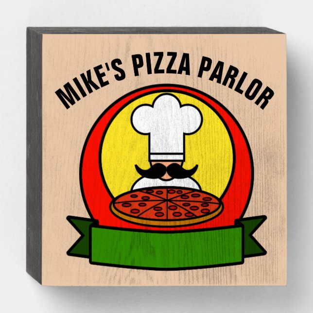PERSONALIZED PIZZA PARLOR WOOD BOX SIGN (Front Horizontal)