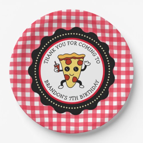 Personalized Pizza Party Birthday Paper Plate