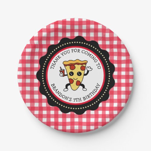 Personalized Pizza Party Birthday Paper Plates