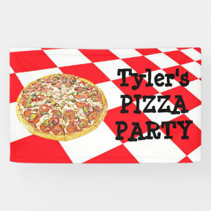 Personalized Pizza Party Birthday Party Banner