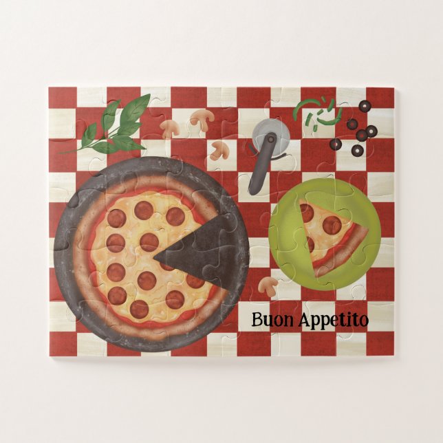 Personalized Pizza Pepperoni Italian Custom Jigsaw Puzzle (Horizontal)