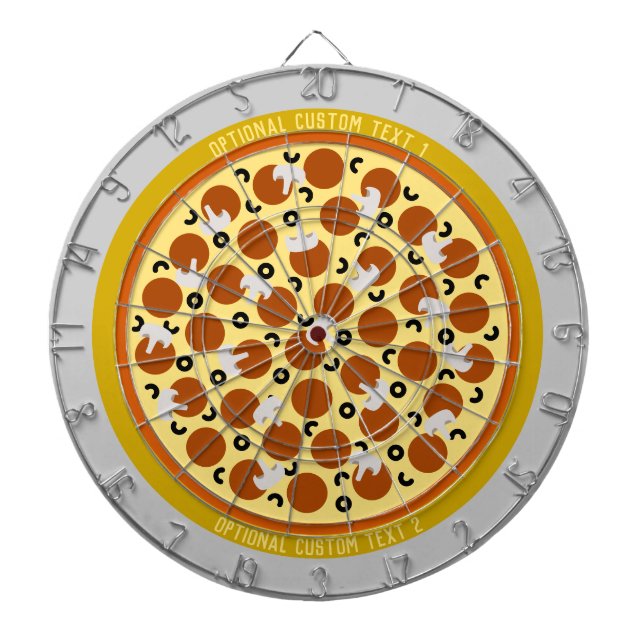 Personalized Pizza | Pepperoni Olives Mushrooms Dart Board (Front)