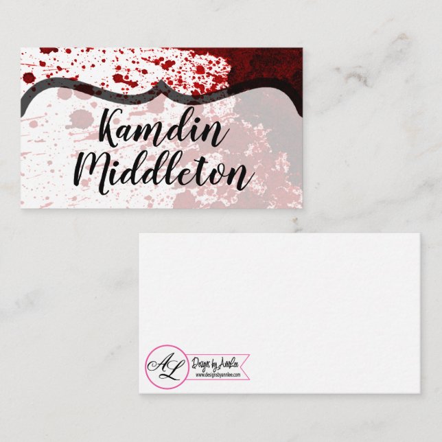 Personalized Place Cards Blood Splatter Vampire Go (Front/Back)