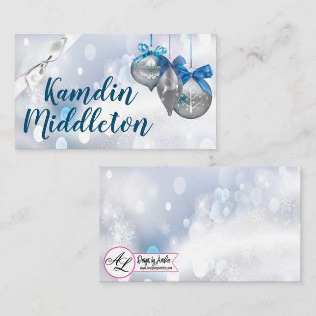 Personalized Place Cards Ornaments Snowflakes Snow (Front/Back)
