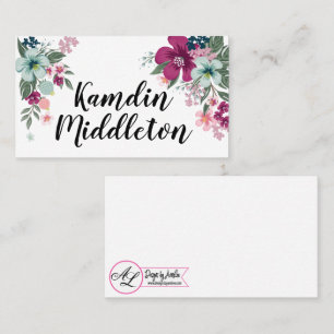 Personalized Place Cards Tropical Flowers on White
