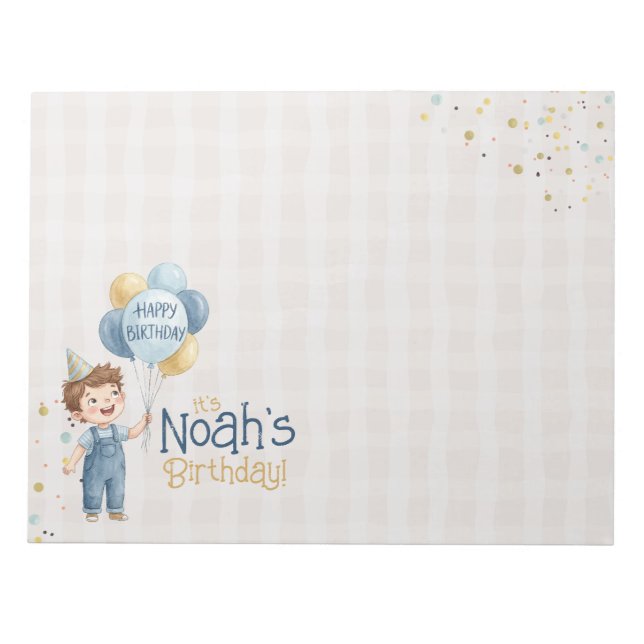 Personalized Placemat Boy Birthday Party  Notepad (Front)