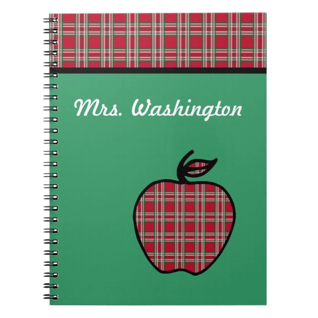 Personalized Plaid Apple Notebook (Front)