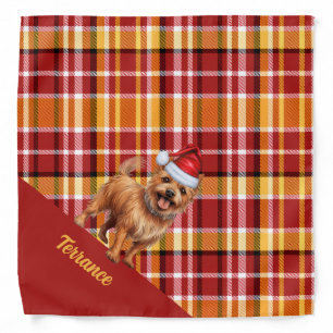 Personalized Plaid Australian Terrier Christmas Bandana