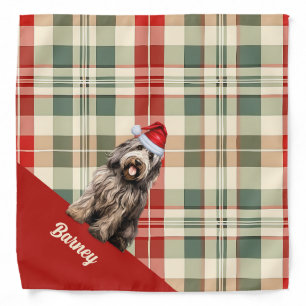 Personalized Plaid Bergamasco Dog Christmas Bandana