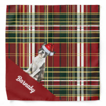 Personalized Plaid Boston Terrier Dog Christmas