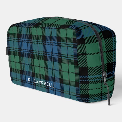 Personalized Plaid Campbell Green Blue Tartan Dopp Kit