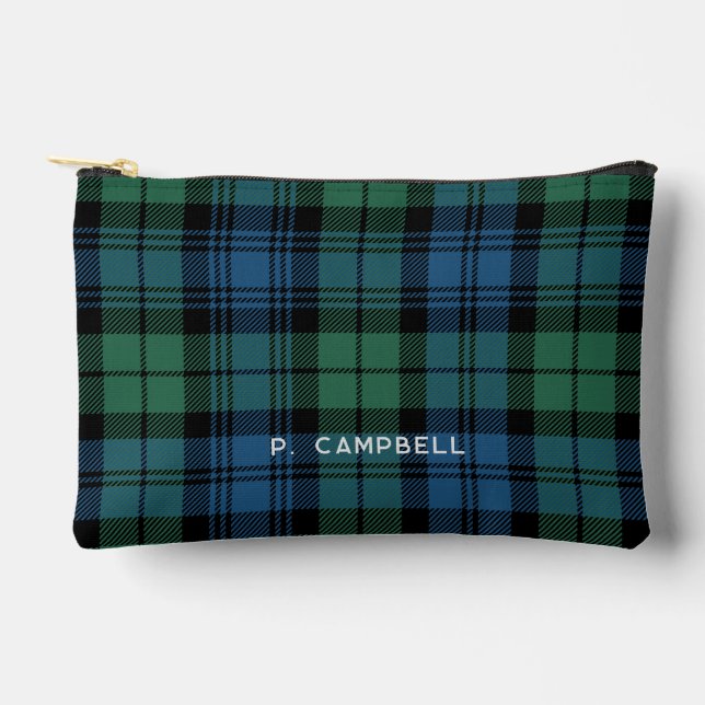 Personalized Plaid Campbell Rustic Tartan Accessory Pouch (Front)
