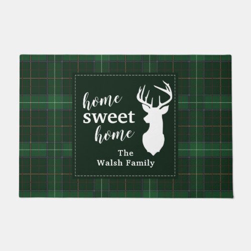 Personalized Plaid Christmas Holiday Family Home Doormat