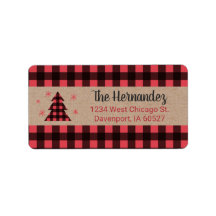 Personalized Plaid Christmas Return Address Label