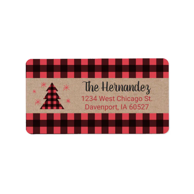 Personalized Plaid Christmas Return Address Label | Zazzle