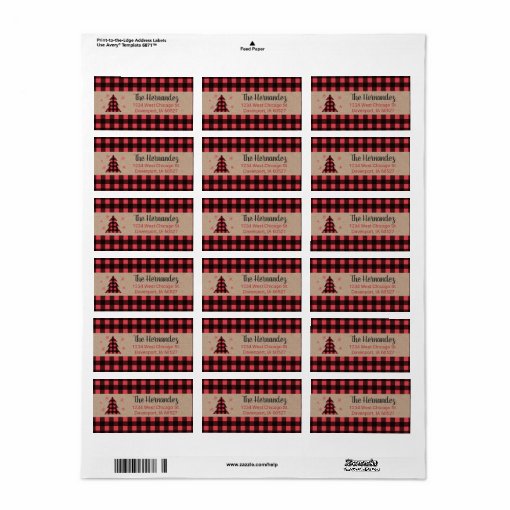Personalized Plaid Christmas Return Address Label | Zazzle