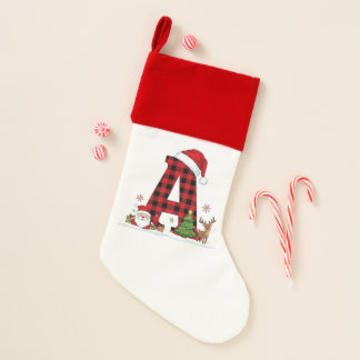 Personalized Plaid Christmas Stocking Letter A