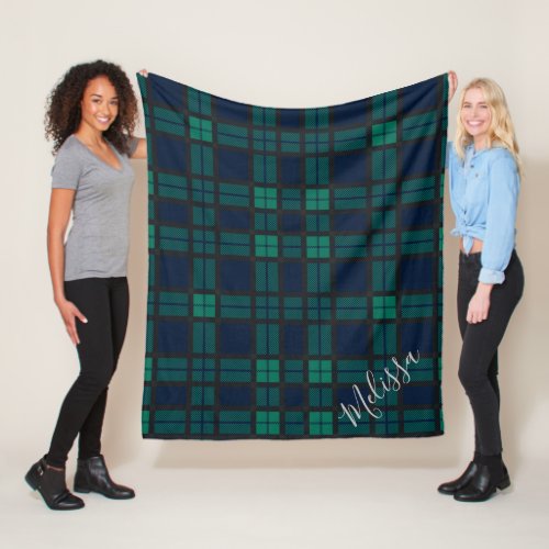 Personalized Plaid Clan Black Watch Tartan Fleece Blanket