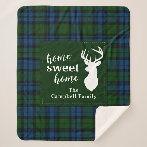 Personalized Plaid Clan Campbell Military Tartan Sherpa Blanket