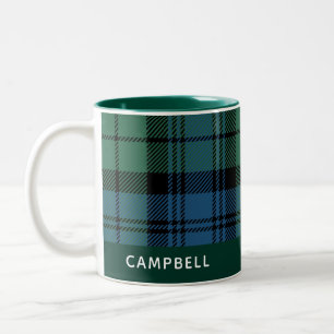 Personalized Plaid Clan Campbell Rustic Tartan Two-Tone Coffee Mug