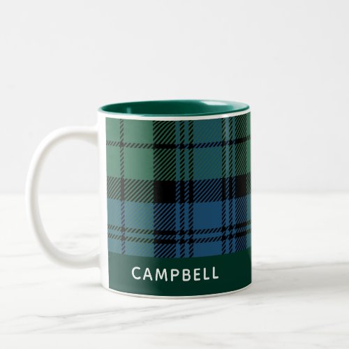 Personalized Plaid Clan Campbell Rustic Tartan Two_Tone Coffee Mug