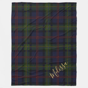 Personalized Plaid Clan Malcolm Tartan Fleece Blanket