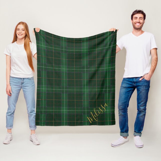 Personalized Plaid Clan Walsh Tartan Fleece Blanket (In Situ)