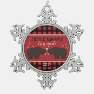 Personalized Plaid Engagement Ornament