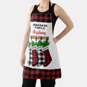Personalized Plaid Family Christmas Apron
