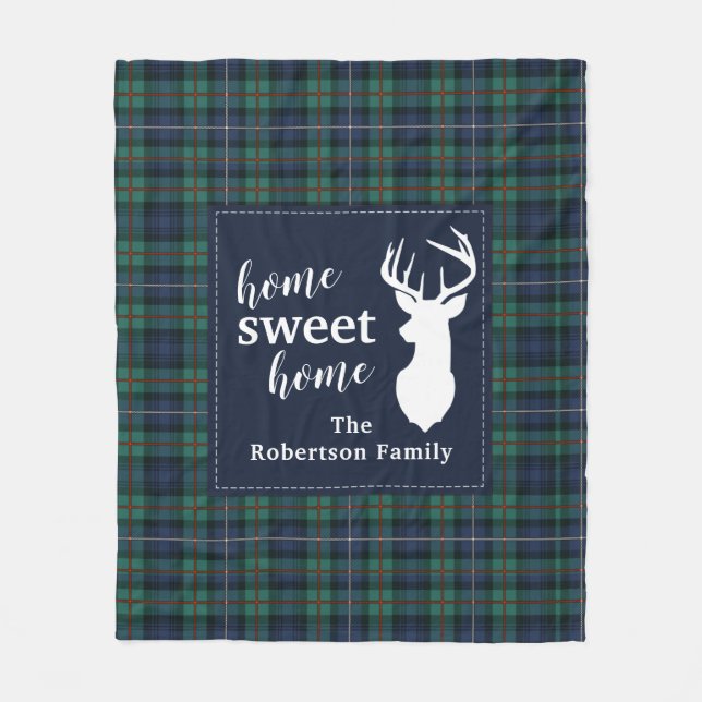 Personalized Plaid Holiday Tartan Clan Robertson Fleece Blanket (Front)