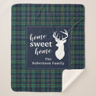 Personalized Plaid Holiday Tartan Clan Robertson Sherpa Blanket