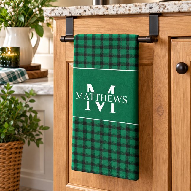 Personalized Plaid Monogram Kitchen Towel (Creator Uploaded)