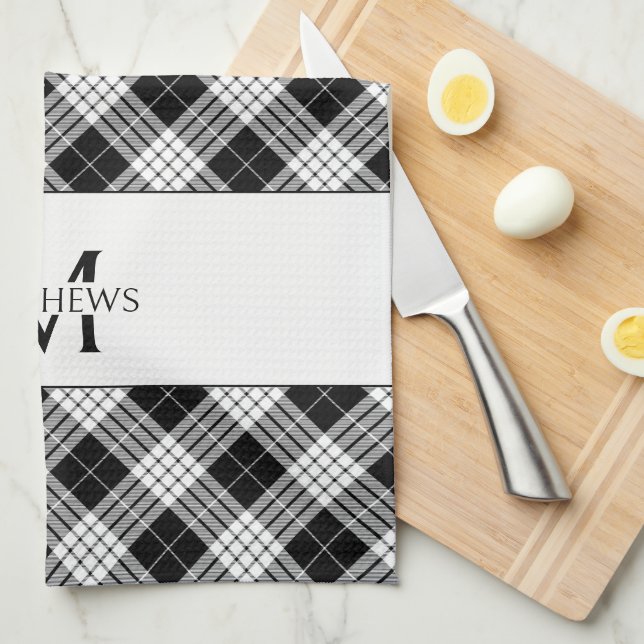 Personalized Plaid Monogram Kitchen Towel (Quarter Fold)