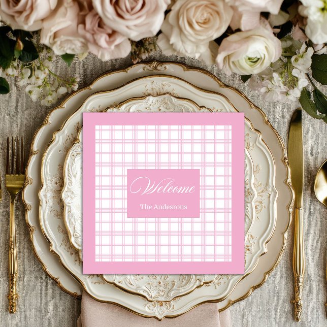 Personalized Plaid Napkins Classic Pink Charm (Personalized Plaid Napkins Classic Pink Charm)