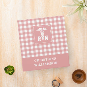 Personalized Plaid Pattern RN Registered Nurse 3 Ring Binder