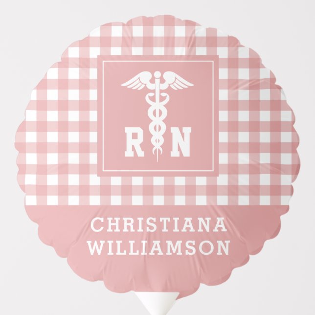 Personalized Plaid Pattern RN Registered Nurse Balloon (Front)