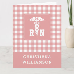 Personalized Plaid Pattern RN Registered Nurse Card