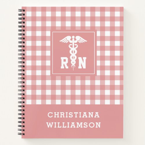 Personalized Plaid Pattern RN Registered Nurse Notebook