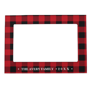 Personalized Plaid red and black Magnetic Frame
