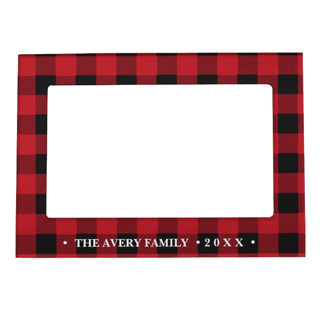 Personalized Plaid red and black Magnetic Frame (Front)