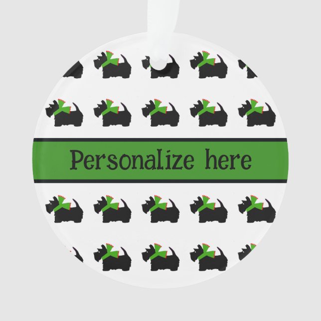 Personalized Plaid Scotty Dog  Ornament (Front)