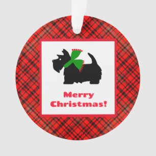 Personalized Plaid Scotty Dog Ornament