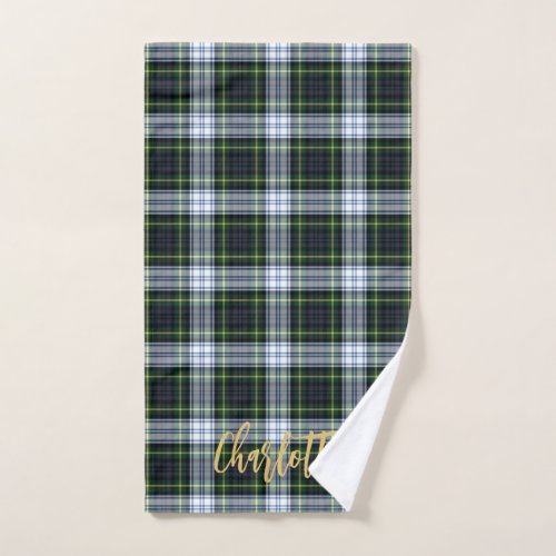 Personalized Plaid Script Clan Gordon Tartan Hand Towel