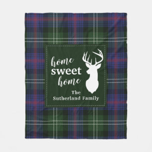 Personalized Plaid Sweet Home Sutherland Tartan Fleece Blanket